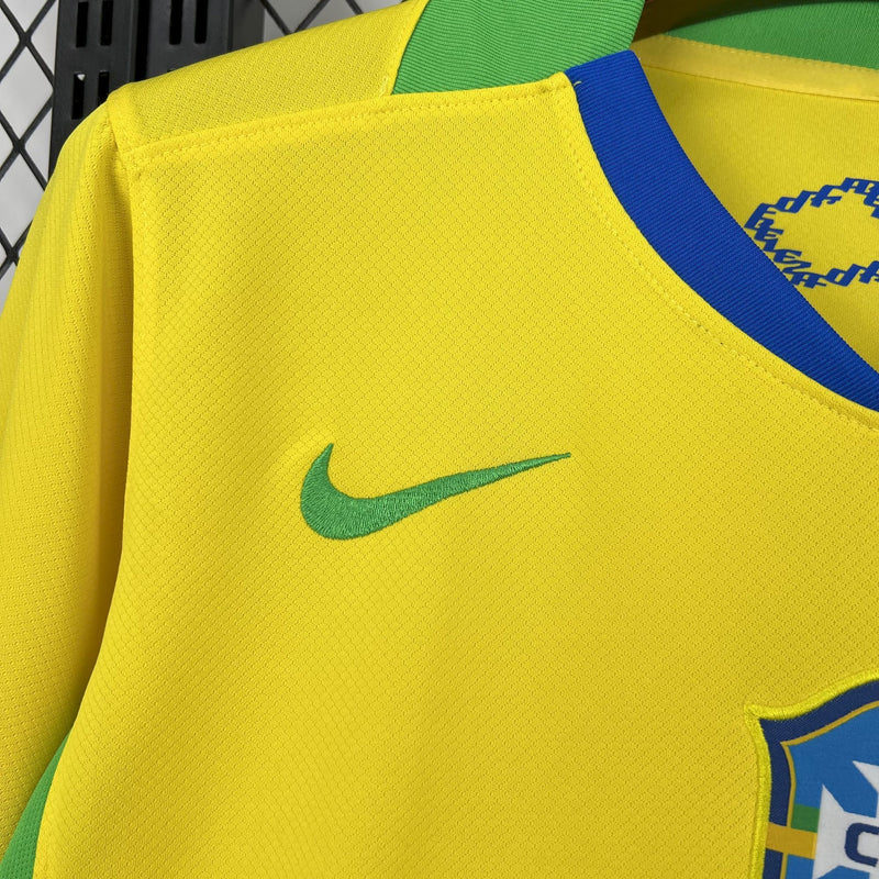 Camisola do Brasil Amarela e Azul - 25-26