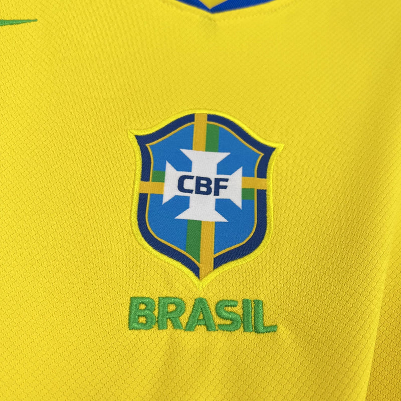 Camisola do Brasil Amarela e Azul - 25-26