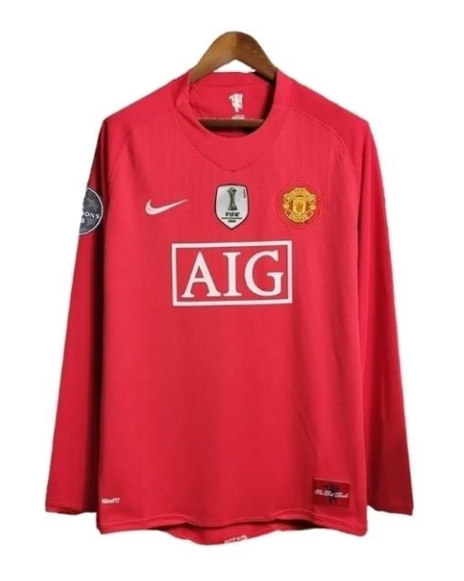 Camisola Retrô Manchester United Principal 08/09 - Manga Comprida