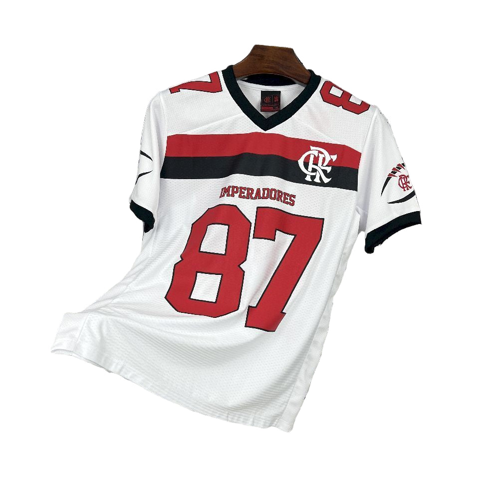 "Frente da Flamengo Basketball Jersey 2025/26 Nº 87 com design oficial rubro-negro."